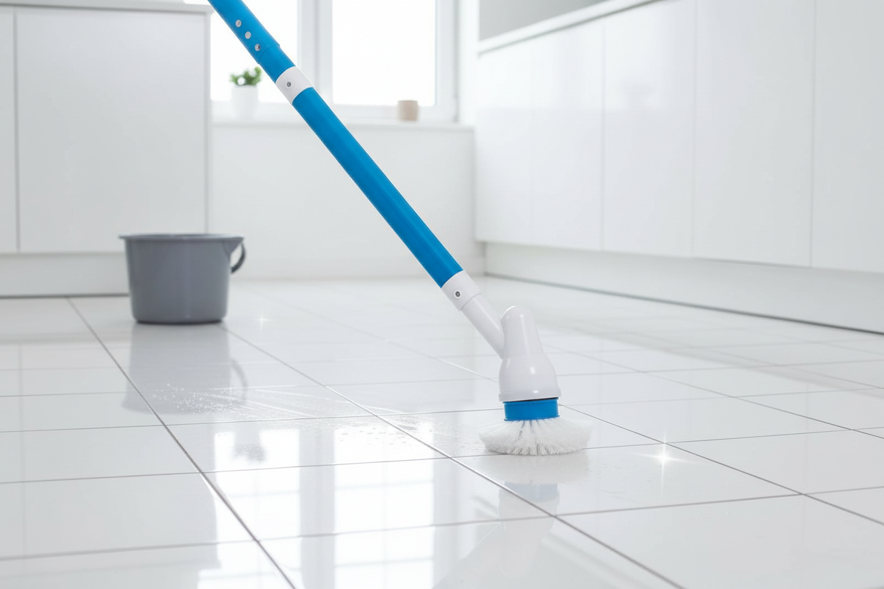Electric Spin Scrubber cleaning kitchen tiles
